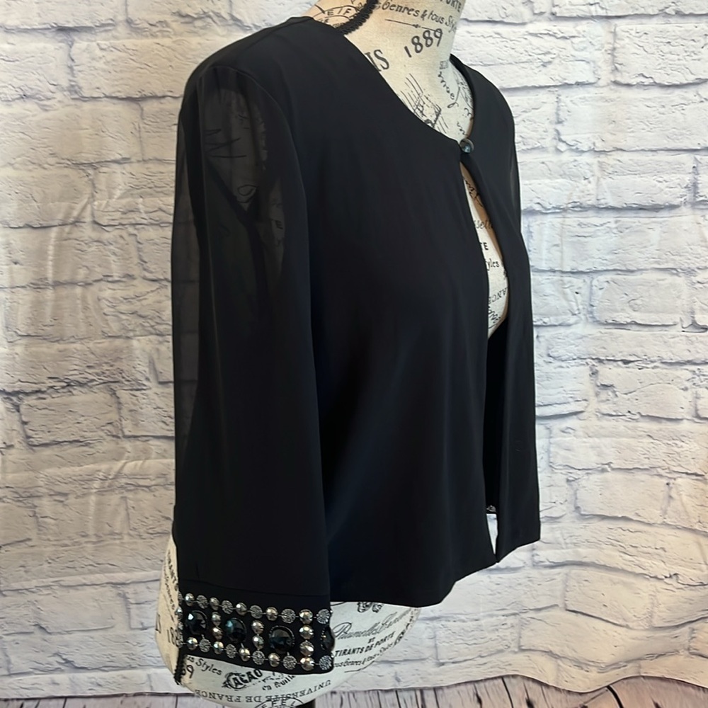 Vintage R & M Richard’s Evening Jacket Beaded Cuffs Black Size Large
